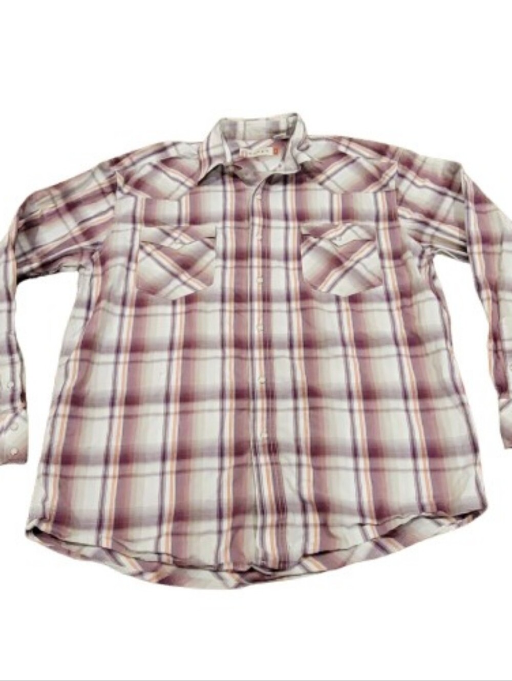 Roper Western Pearl Snap Shirt Mens Large Purple Striped Long Sleeve Collared
